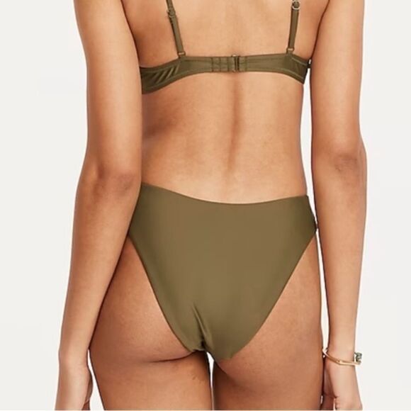 J‎ Crew Curved Waist Cheeky Bikini Bottom Size Small Green - Picture 8 of 8